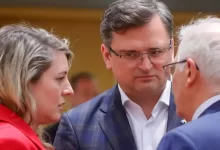 елані Жолі та Дмитро Кулеба на пресконференції в Києві