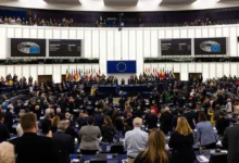 Засідання Європарламенту, присвячене обговоренню підтримки України та санкцій проти Росії.