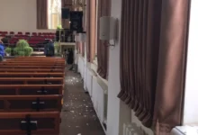 Пошкодження будівлі церкви «Світло Євангелії» в Сумах після ракетного удару