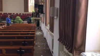 Пошкодження будівлі церкви «Світло Євангелії» в Сумах після ракетного удару