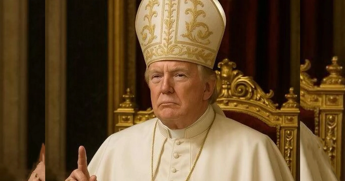 Дональд Трамп зображений у папському вбранні