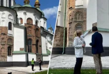 Пошкодження Софійського собору в Києві після обстрілу 10 червня 2025 року