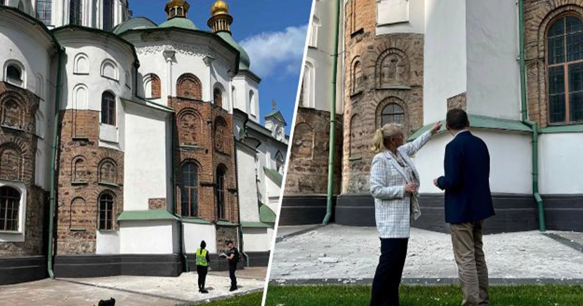 Пошкодження Софійського собору в Києві після обстрілу 10 червня 2025 року
