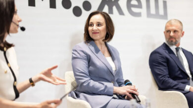 Міністерка соціальної політики України Оксана Жолнович під час виступу про реформу турботи