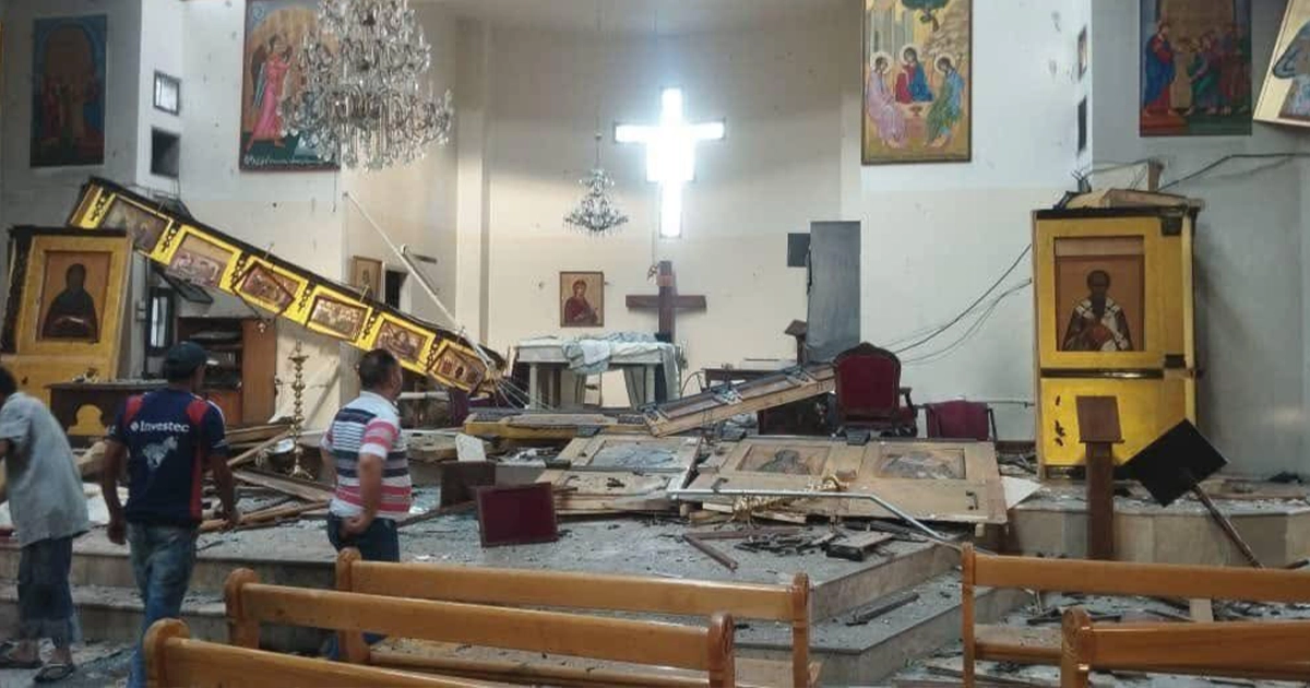 Руйнування після вибуху в католицькій церкві Святого Іллі в Дамаску