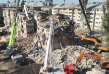 The aftermath of the rocket attack on Kyiv on August 28 — destroyed buildings, rescue workers at the scene of the tragedy