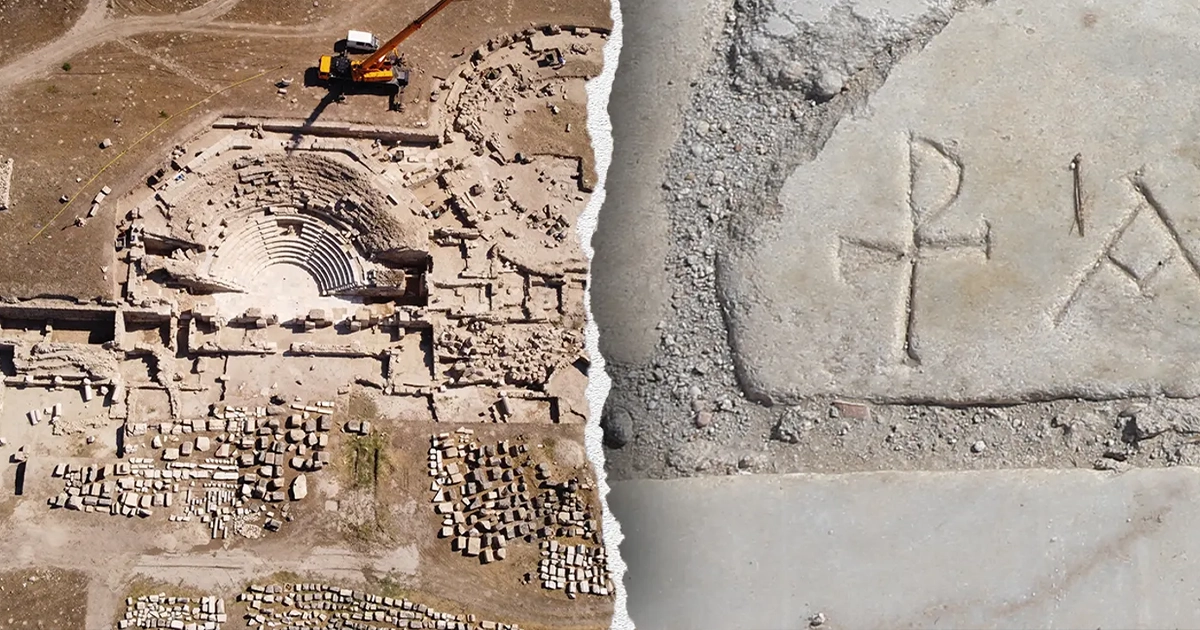 Археологічні розкопки римського залу з християнськими символами у Лаодикії