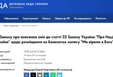 У Верховній Раді пропонують додати на гривні напис “Ми віримо в Бога”